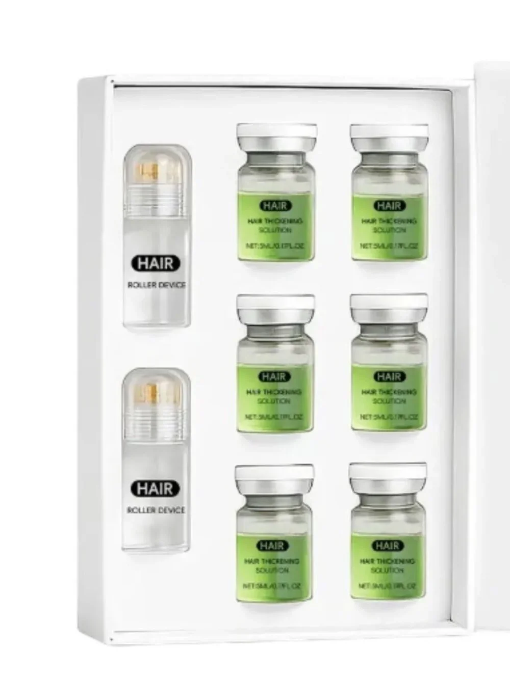 Microneedle Scalp & Hair Care Roller Kit – 6 x 5mL Serums + 2 Rollers – NIB